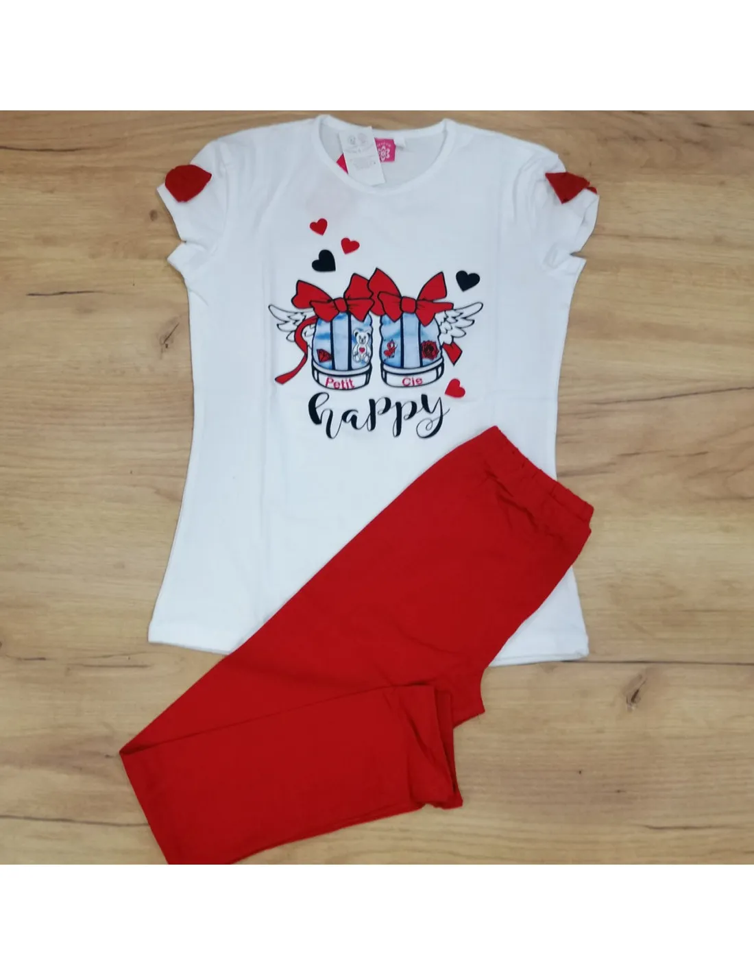 Conjunto para niña dos piezas Zapatillas alas rojas