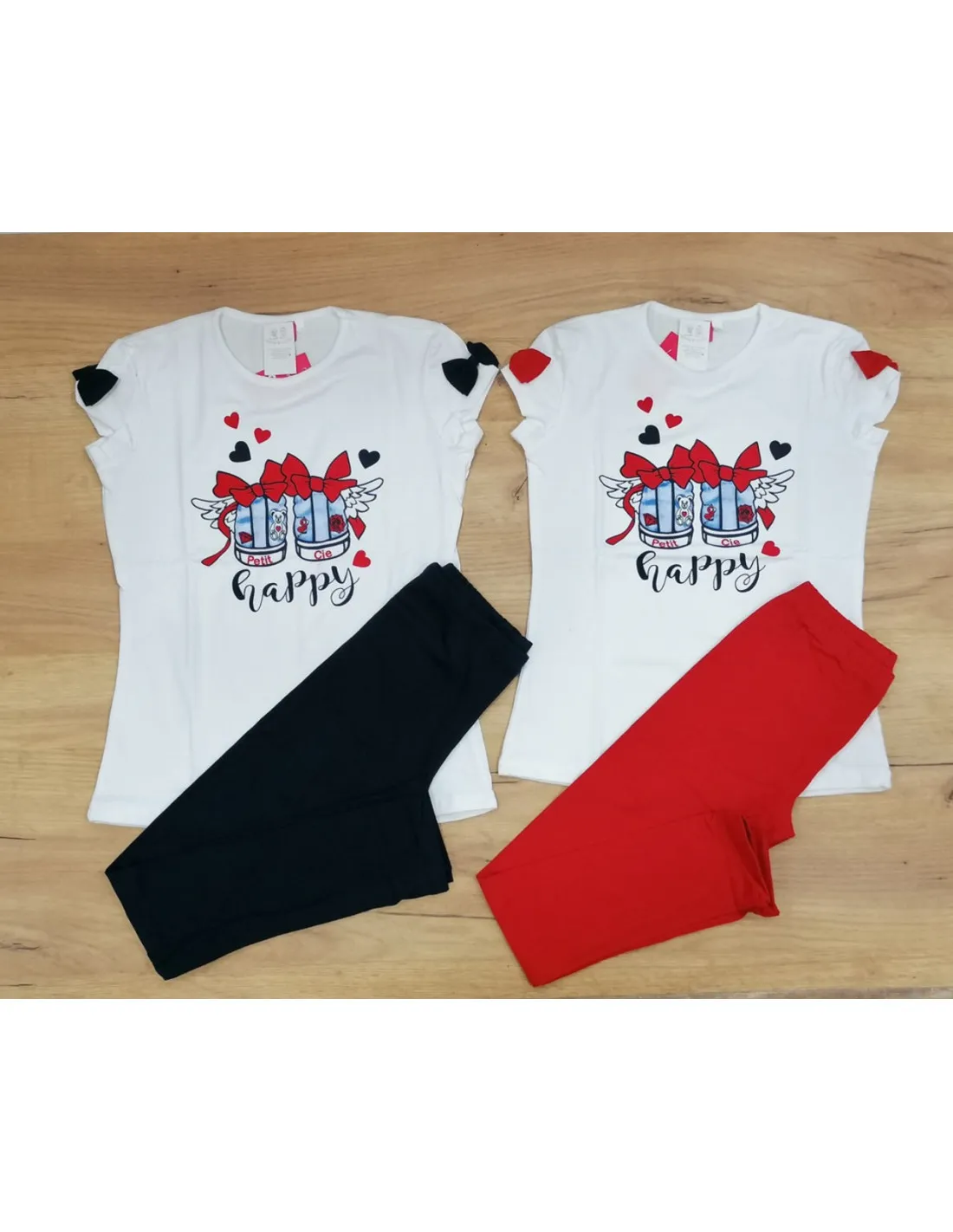 Conjunto para niña dos piezas Zapatillas alas rojas