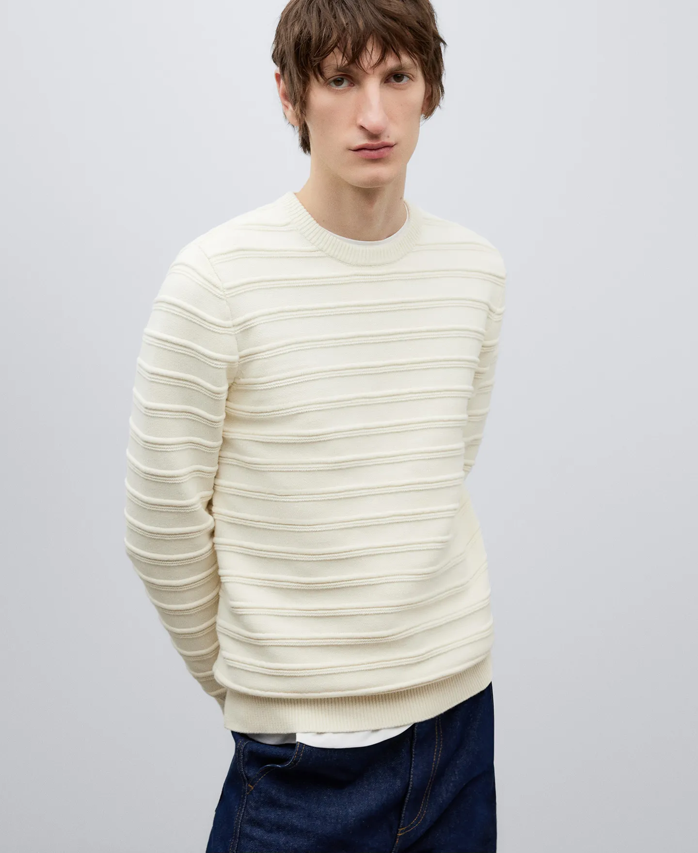 Cotton crew collar sweater man