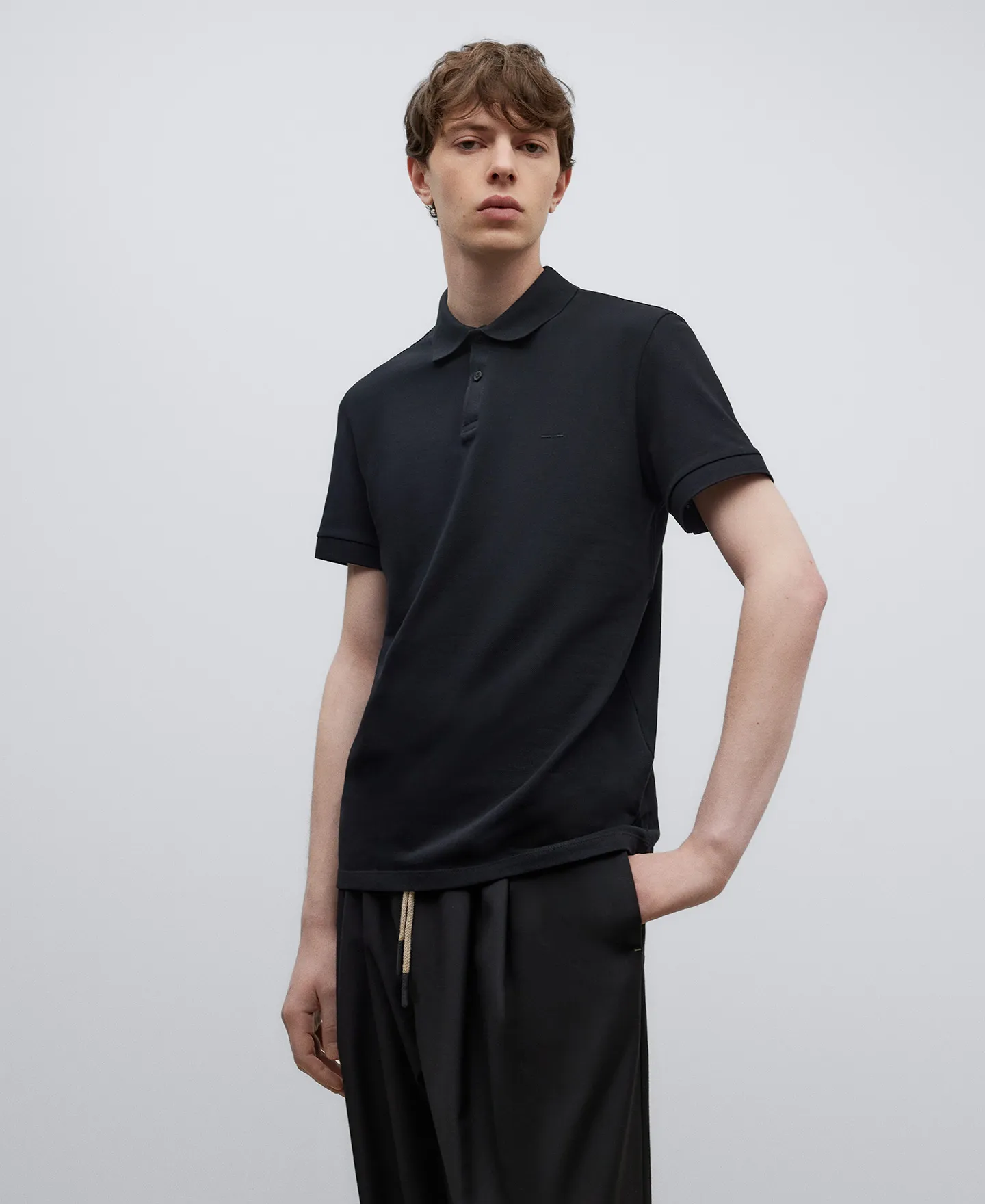Cotton piqué polo shirt man