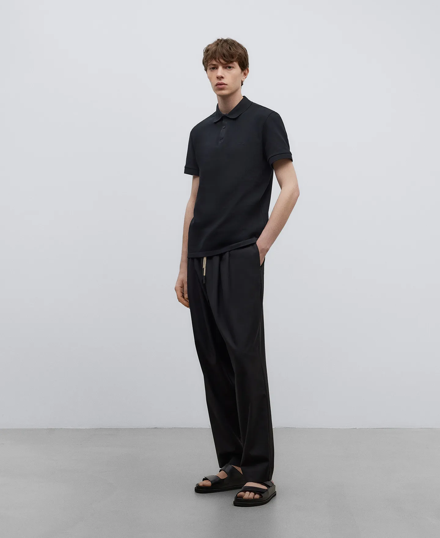 Cotton piqué polo shirt man