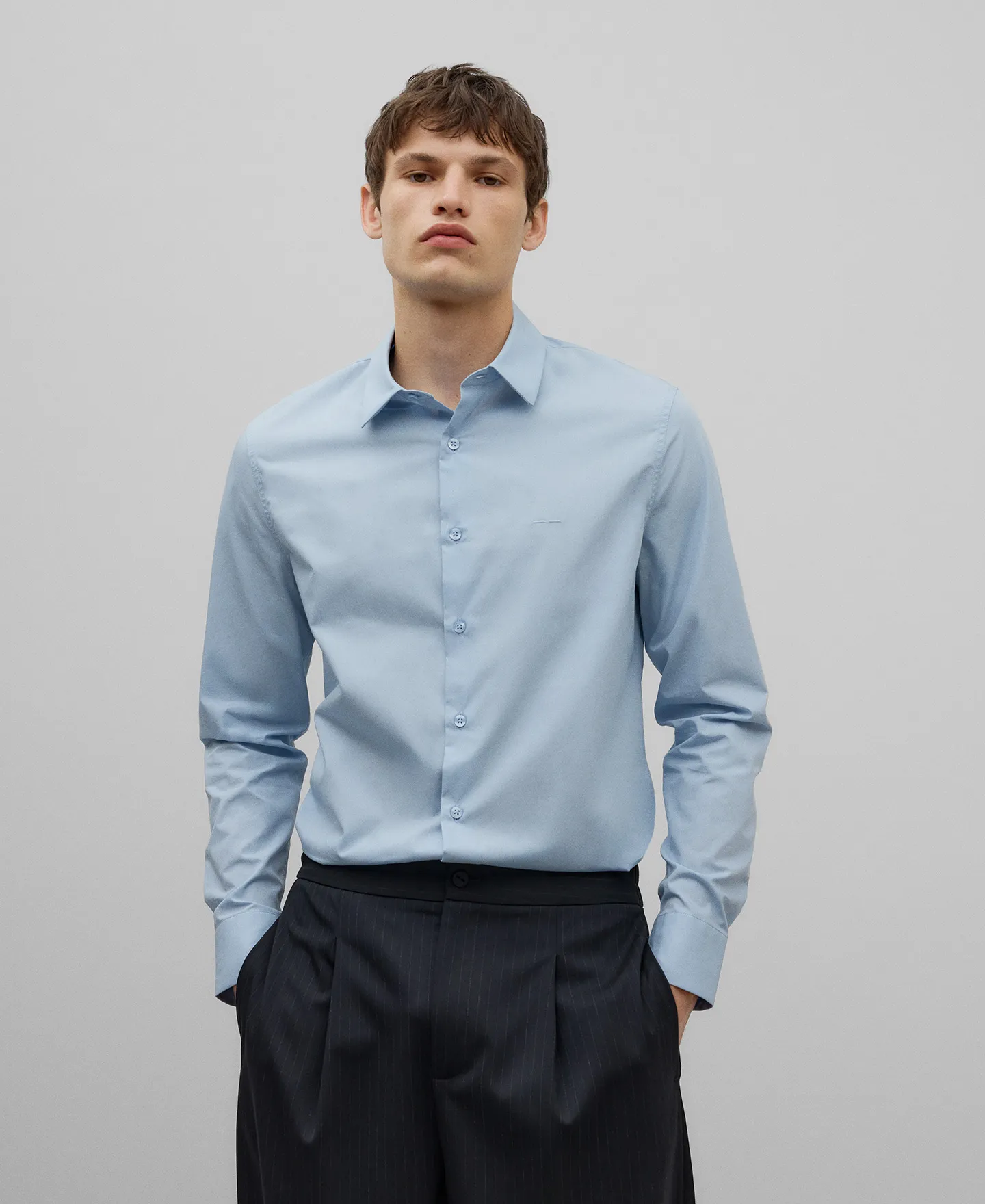 Cotton slim fit shirt man