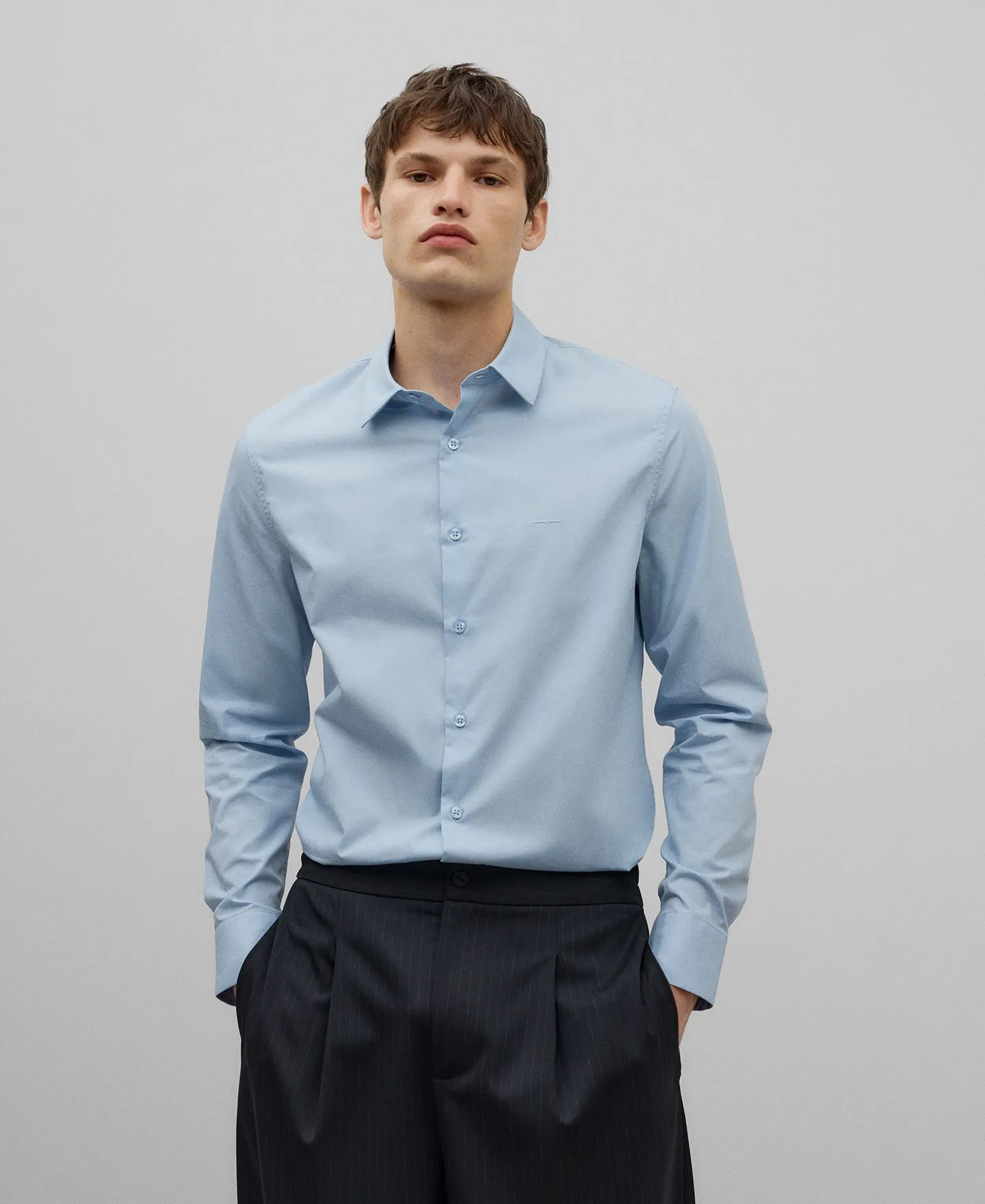 Cotton slim fit shirt man