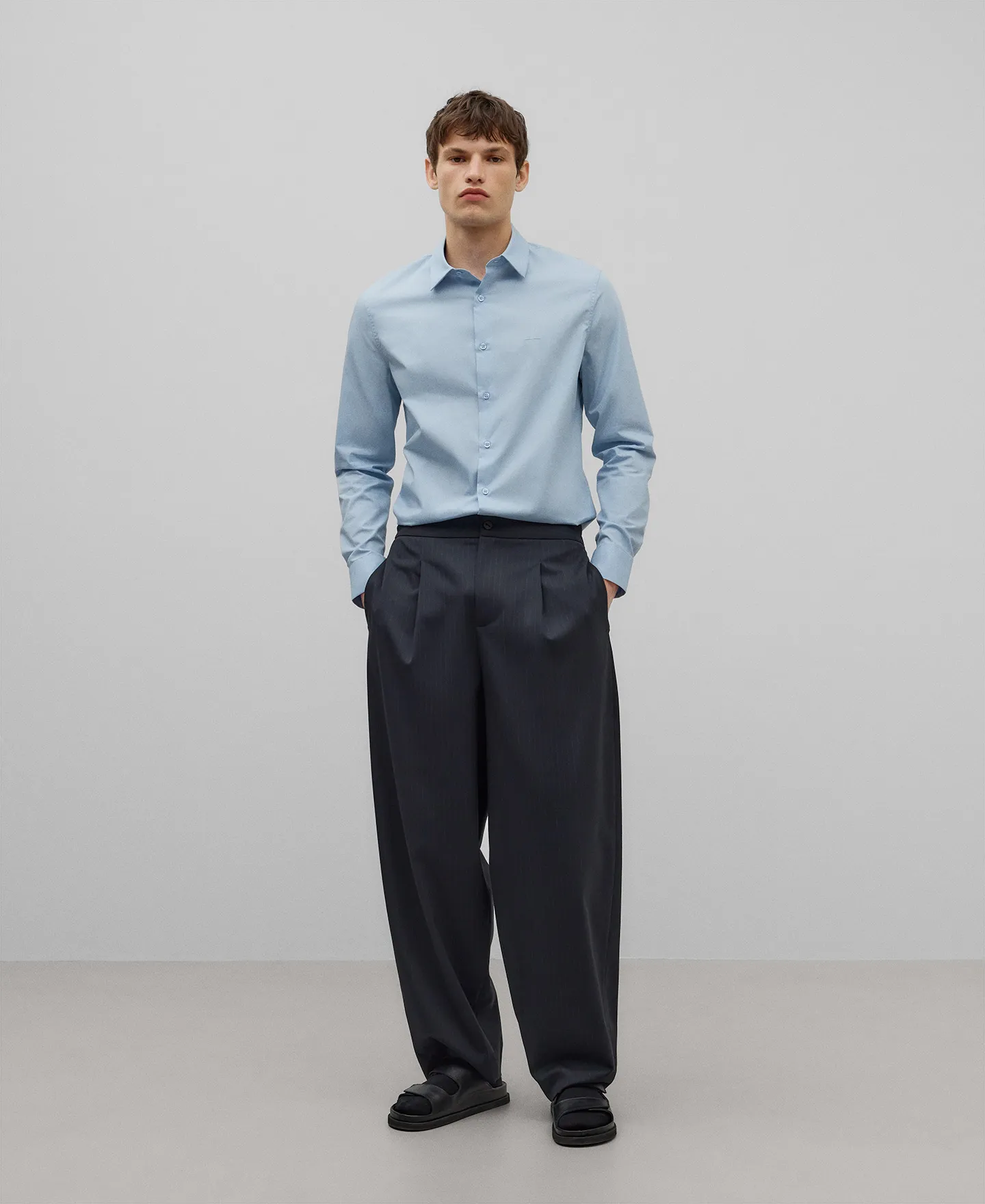Cotton slim fit shirt man