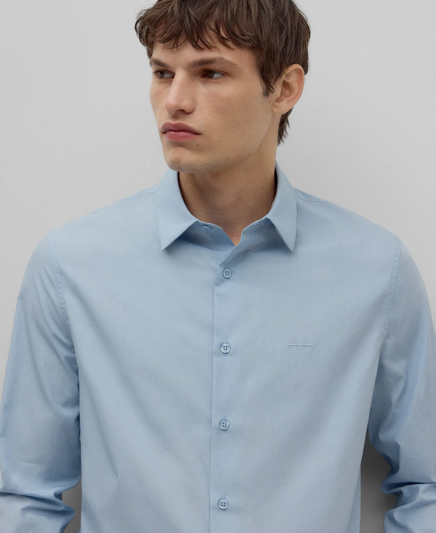 Cotton slim fit shirt man