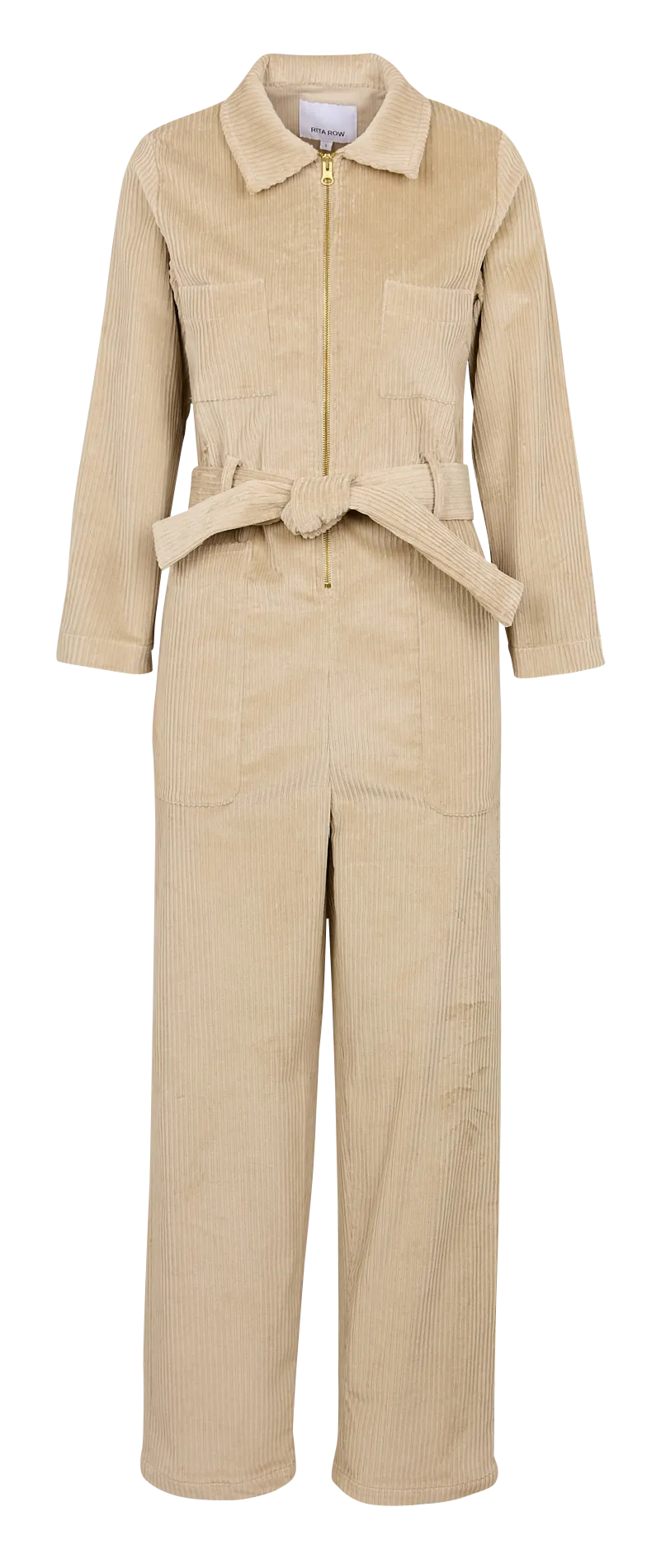 CRISTALL  MONO DE MEZCLA DE ALGODóN CON CUELLO CLáSICO EN BEIGE