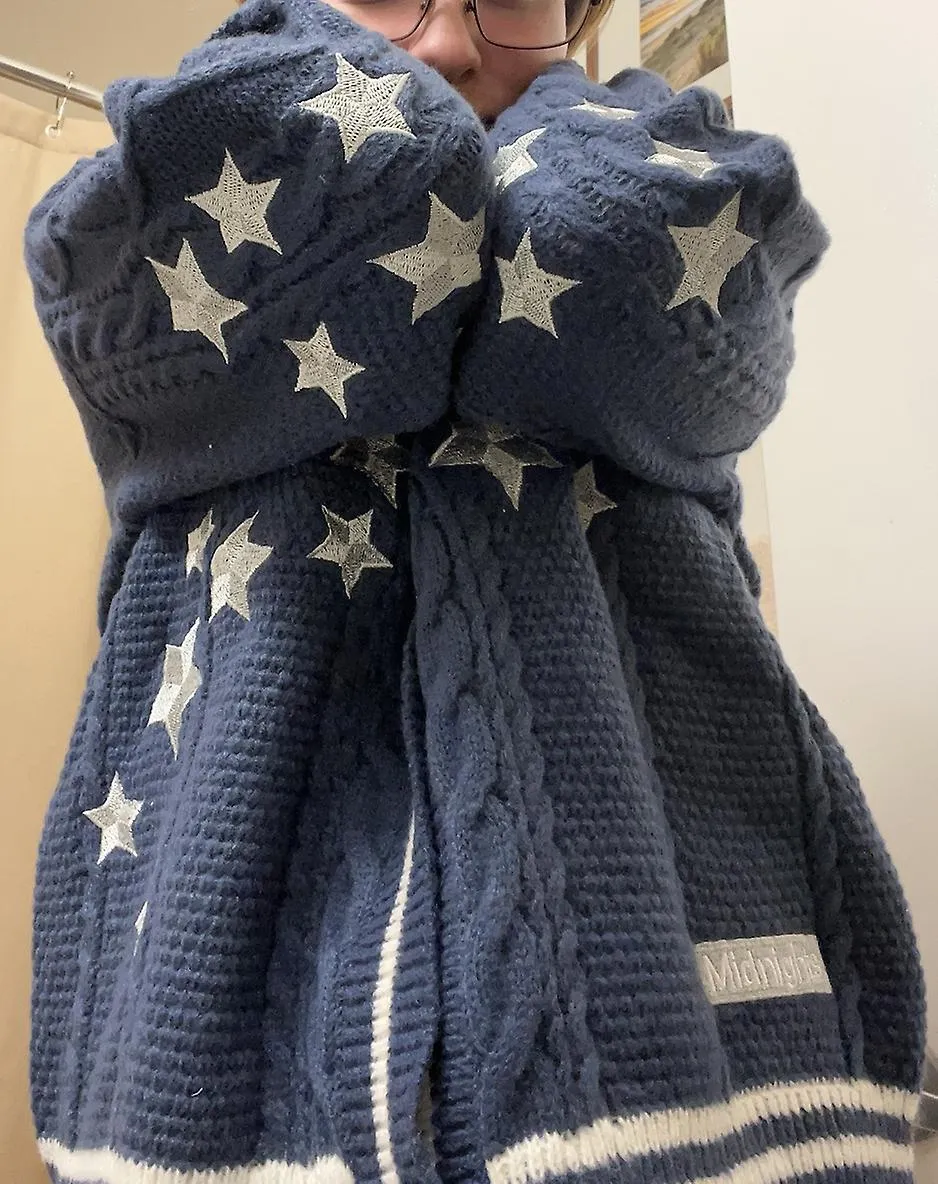 Cárdigan folclórico de medianoche, cárdigan bordado de estrellas, suéter Taylor de alta calidad, regalo de Navidad de cumpleaños