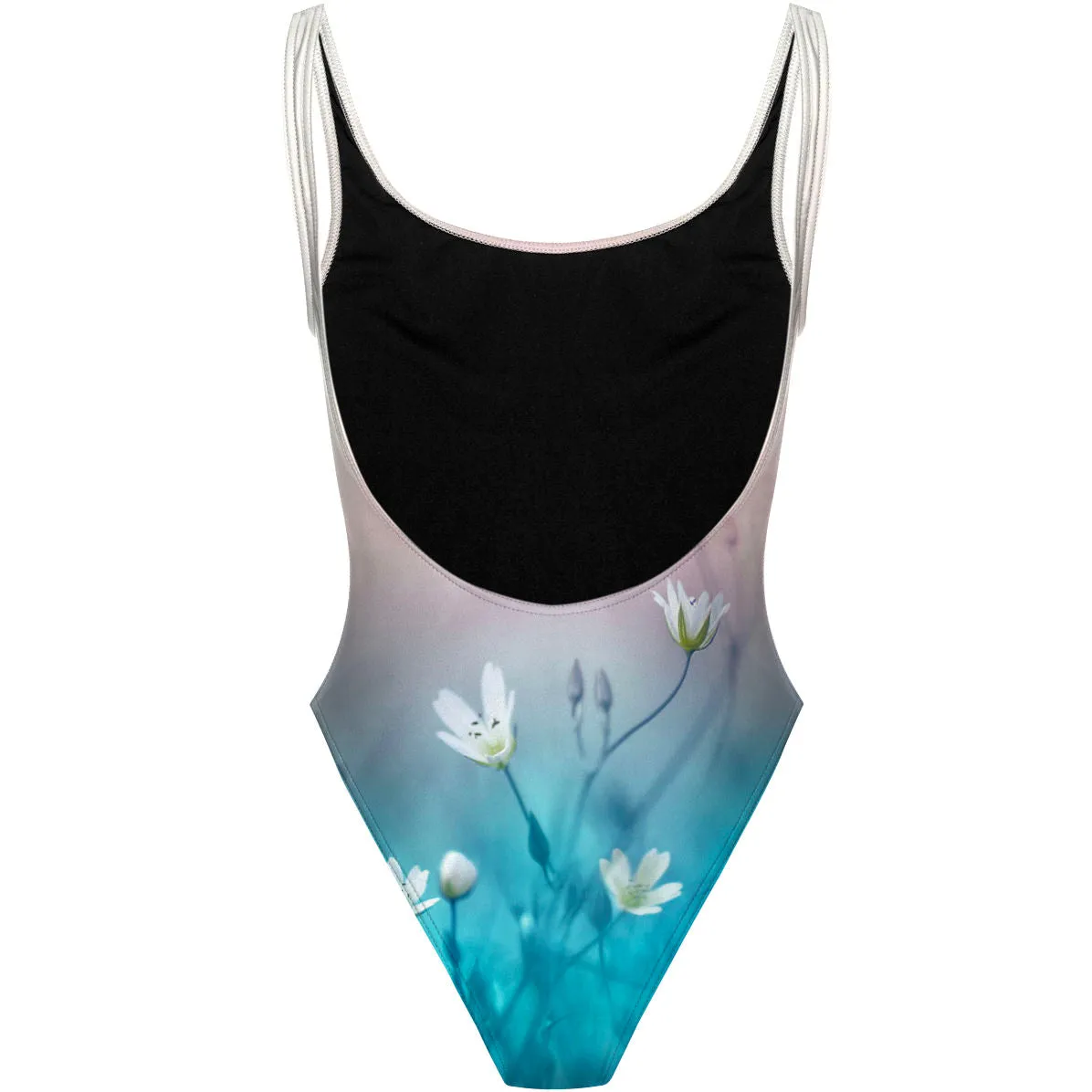 DELICATE FLOWERS  HIGH HIP ONE PIECE SWIMSUIT