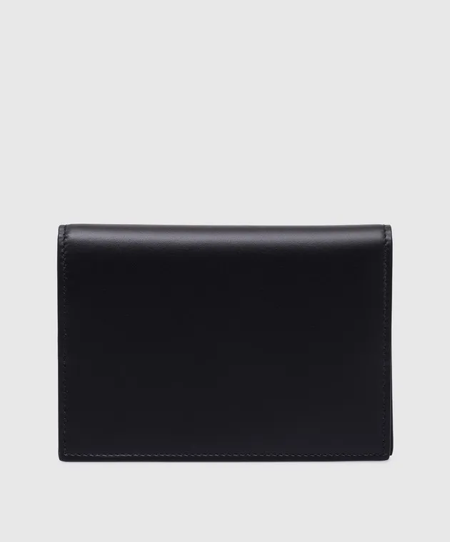 Dolce&Gabbana Black leather passport cover with textured logo