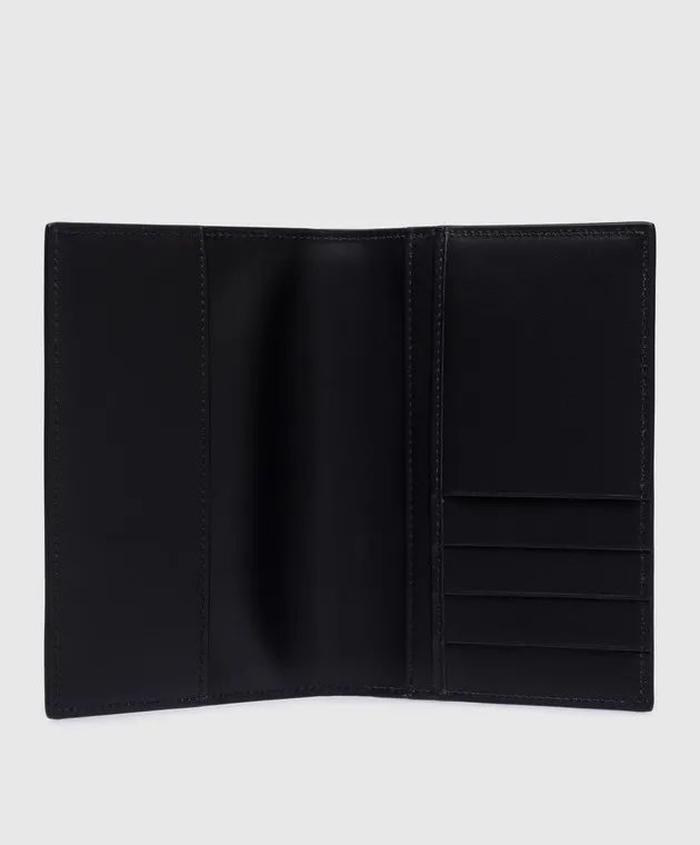 Dolce&Gabbana Black leather passport cover with textured logo
