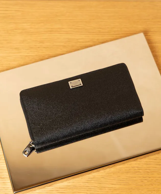 Dolce&Gabbana Black leather wallet with logo patch