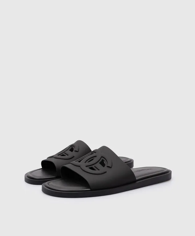 Dolce&Gabbana Black sliders with textured logo