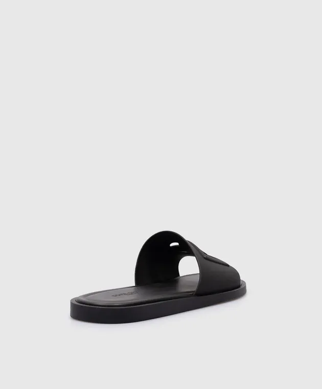 Dolce&Gabbana Black sliders with textured logo