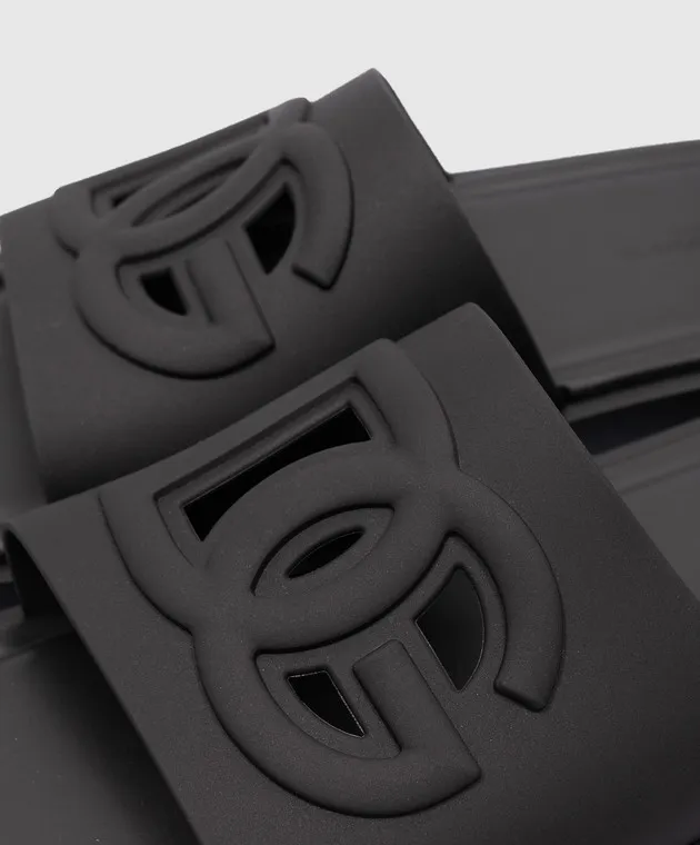 Dolce&Gabbana Black sliders with textured logo