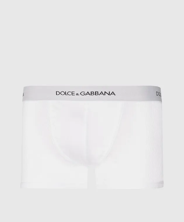 Dolce&Gabbana White ribbed boxer briefs with logo
