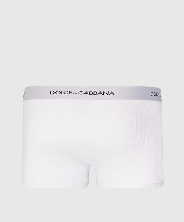 Dolce&Gabbana White ribbed boxer briefs with logo