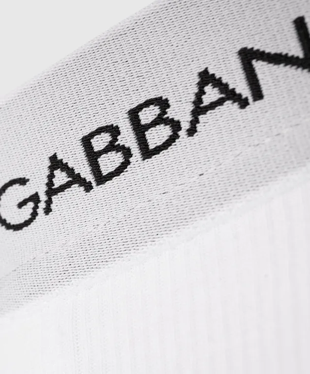Dolce&Gabbana White ribbed boxer briefs with logo