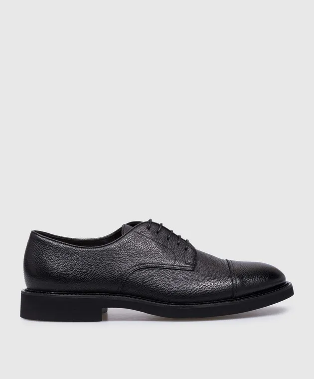 Doucal's Black leather derbies
