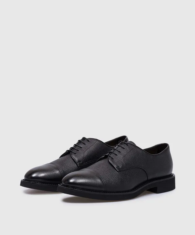 Doucal's Black leather derbies