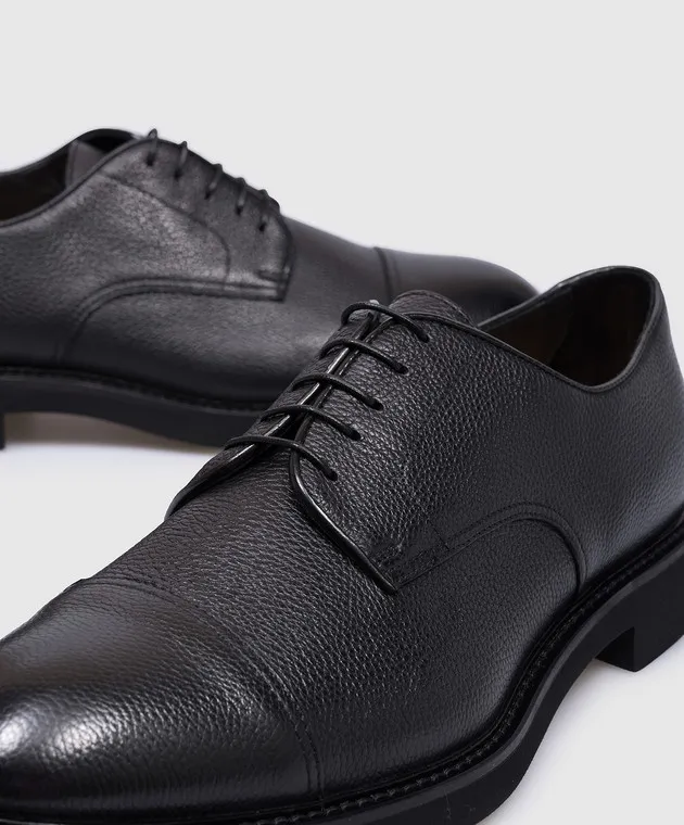 Doucal's Black leather derbies