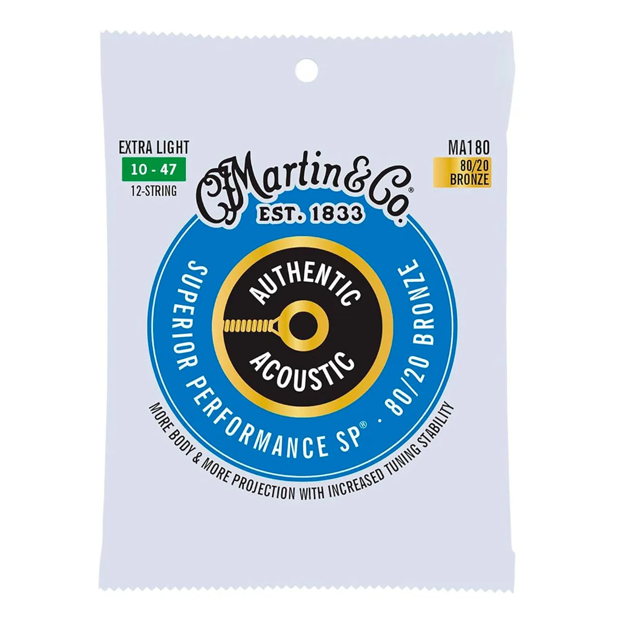 ENCORDADURA MARTIN P/ GUITARRA ELECTROACUSTICA BRONZE 80/20 LIGHT 12 SEDA MA140s