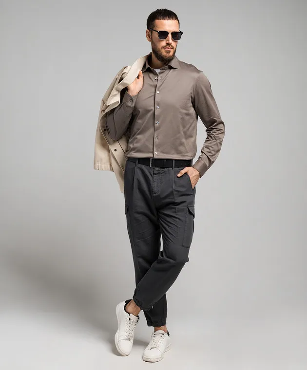 Enrico Mandelli Khaki logo shirt