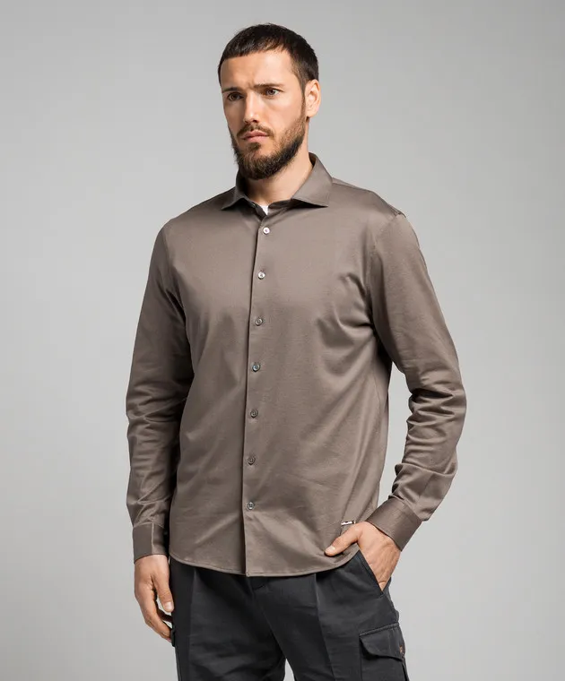 Enrico Mandelli Khaki logo shirt
