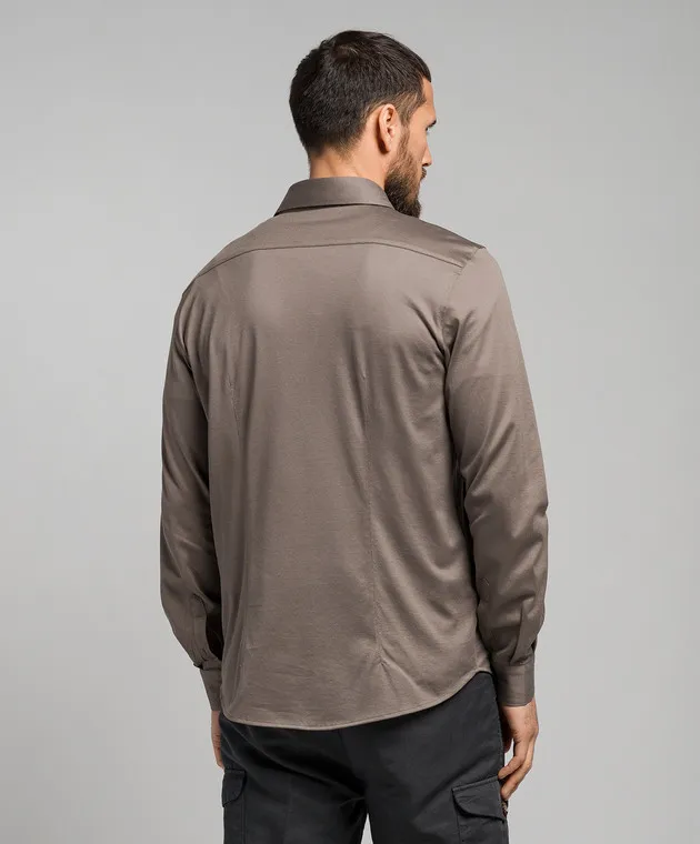 Enrico Mandelli Khaki logo shirt