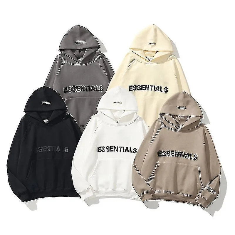 Fear Of Fog Double Line Essentials Suéter Adhesivo Con Letras Tridimensionales Sudadera Con Capucha Hombre Polar Acolchado Coat_