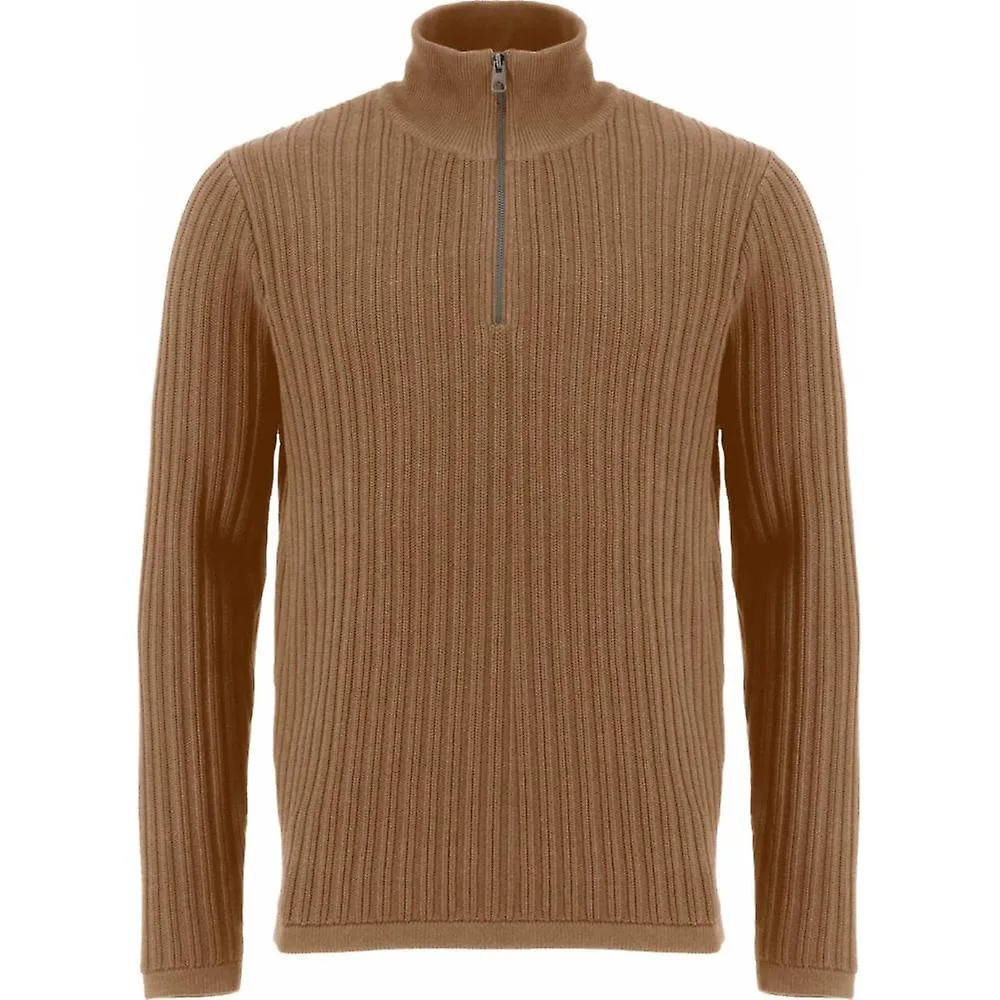 FYNCH HATTON para hombre Fynch Hatton Cuello de tortuga de algodón acanalado de talla grande para hombre con cremallera de un cu