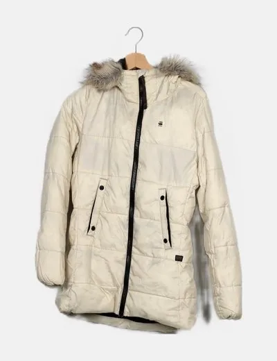 GSTAR RAW ABRIGO BEIGE ACOLCHADO