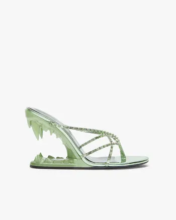 GCDS Morso Mirror Thong Sandals Metallic Green