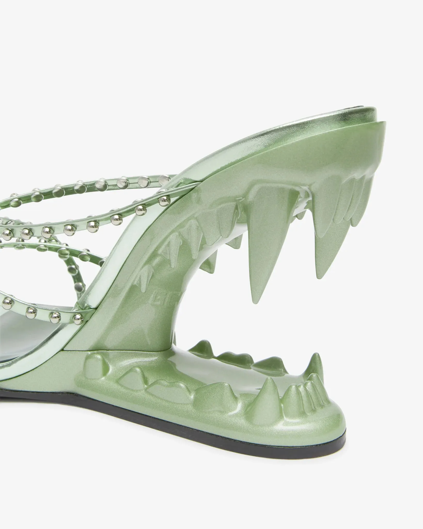 GCDS Morso Mirror Thong Sandals Metallic Green