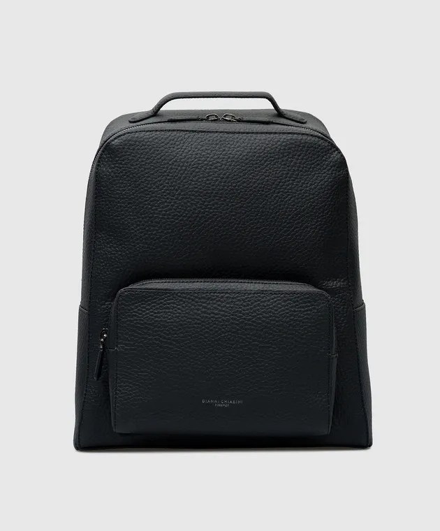 Gianni Chiarini Black leather backpack with logo