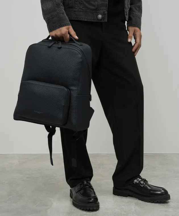 Gianni Chiarini Black leather backpack with logo