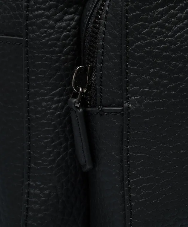 Gianni Chiarini Black leather backpack with logo