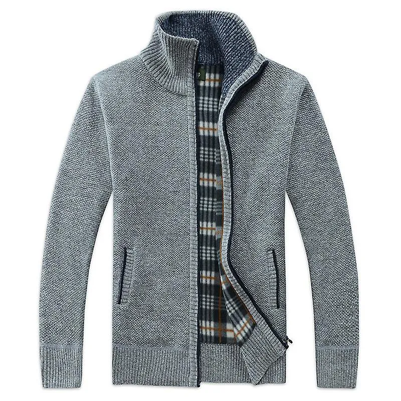 Hombres Abrigo de punto Cardigan Otoño Invierno Cremallera Ropa exterior Hombre Casual Stand Collar Suéter