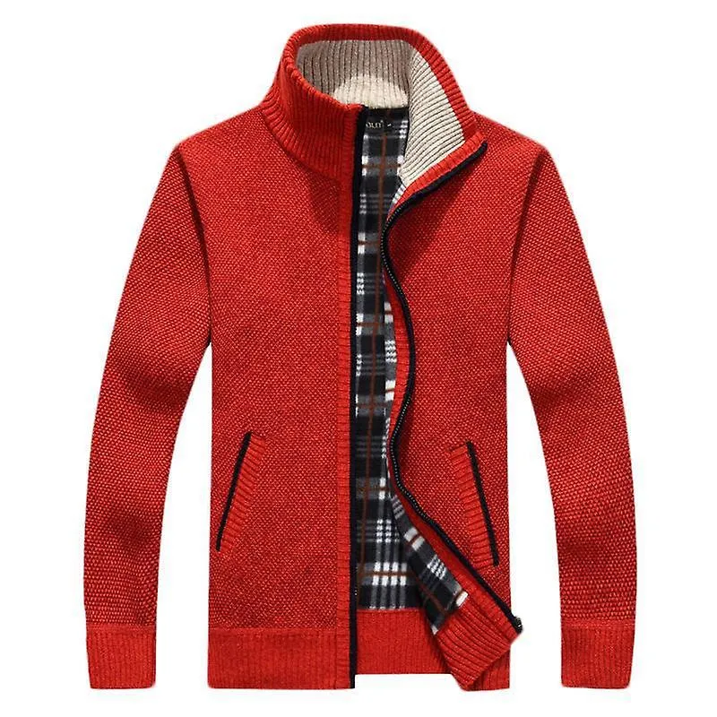 Hombres Abrigo de punto Cardigan Otoño Invierno Cremallera Ropa exterior Hombre Casual Stand Collar Suéter