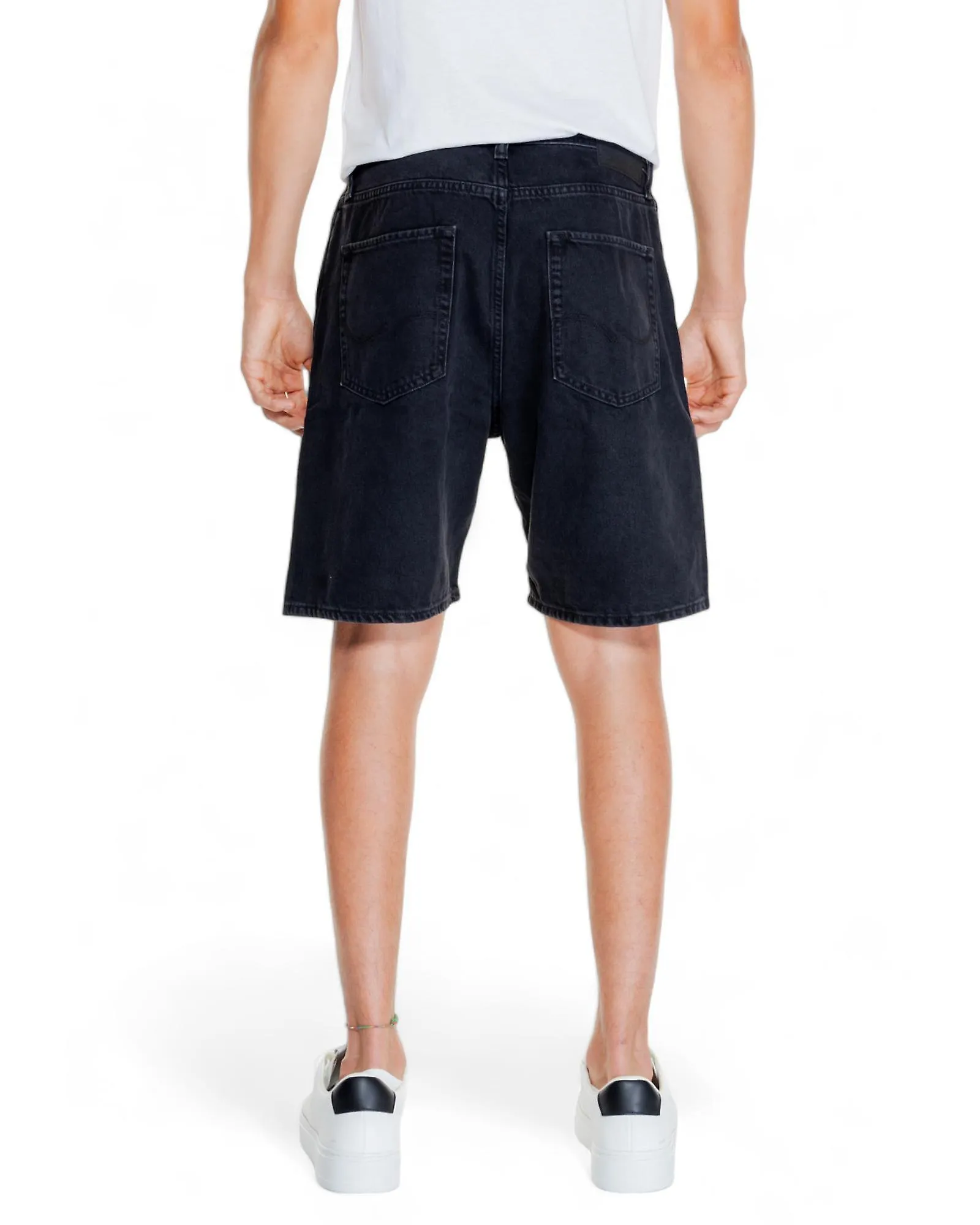 Jack & Jones Black Cotton Shorts with Zip and Button Fastening