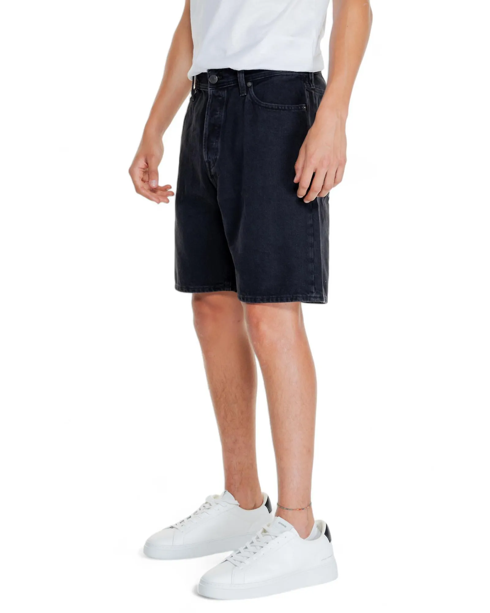 Jack & Jones Black Cotton Shorts with Zip and Button Fastening