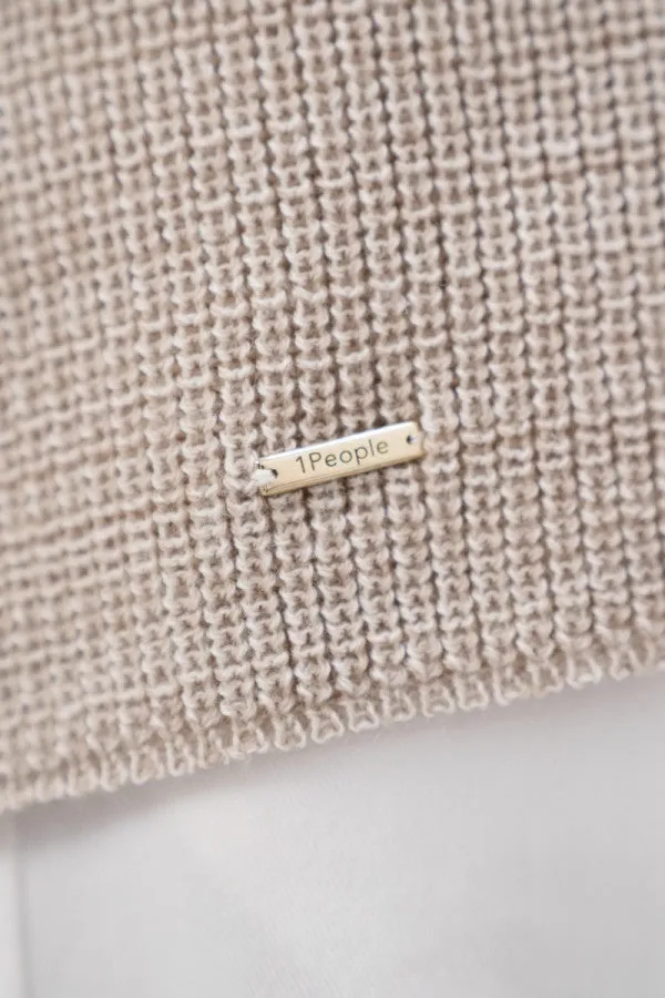 JERSEY OTTAWA  HAND KNITTED WOOL HIGH NECK  SAND MARL