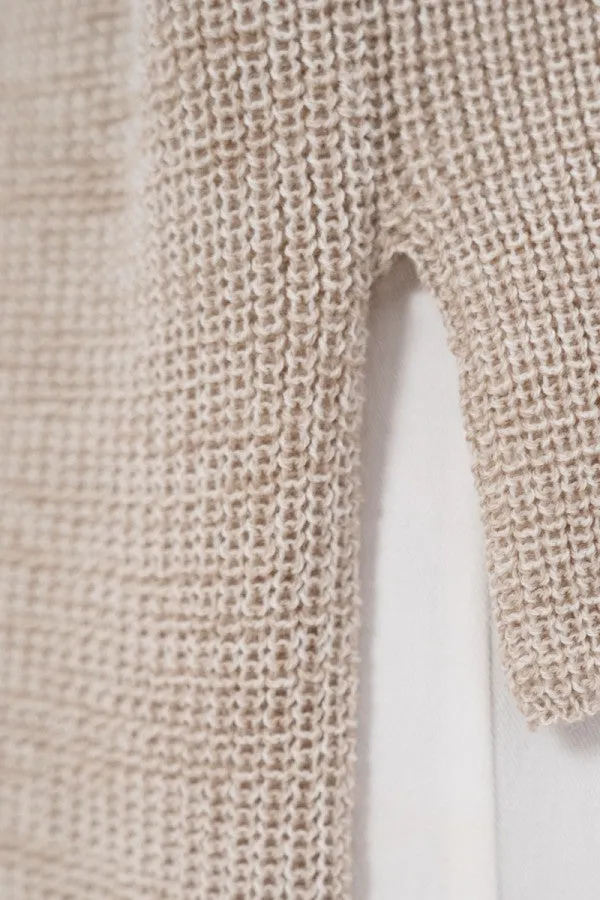 JERSEY OTTAWA  HAND KNITTED WOOL HIGH NECK  SAND MARL