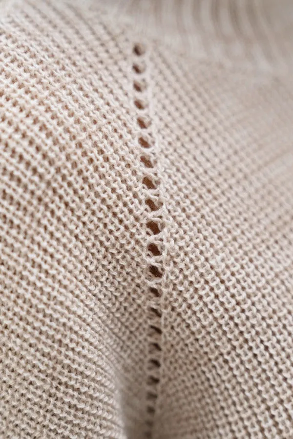 JERSEY OTTAWA  HAND KNITTED WOOL HIGH NECK  SAND MARL