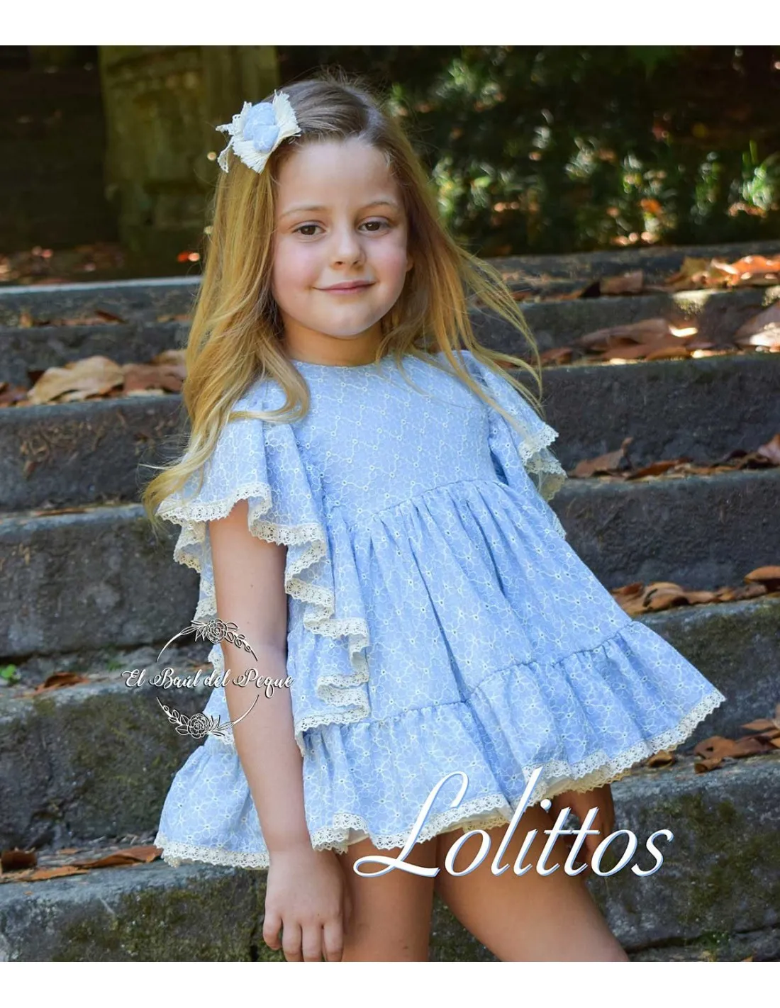 Jesusito y Braga Niña Azul Oxford Lolittos Colección Paraiso