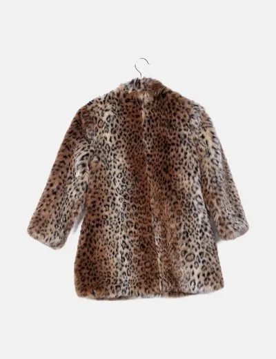 Kenzo Abrigo animal print marrón reversible
