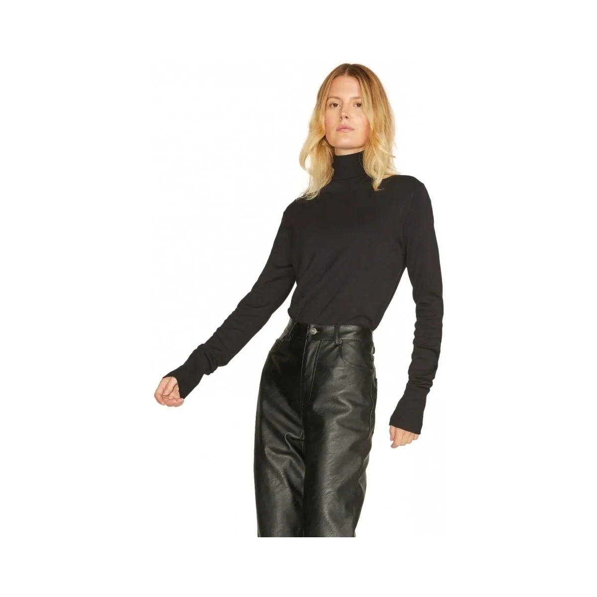 KNIT AVA L/S ROLL NECK  BLACK