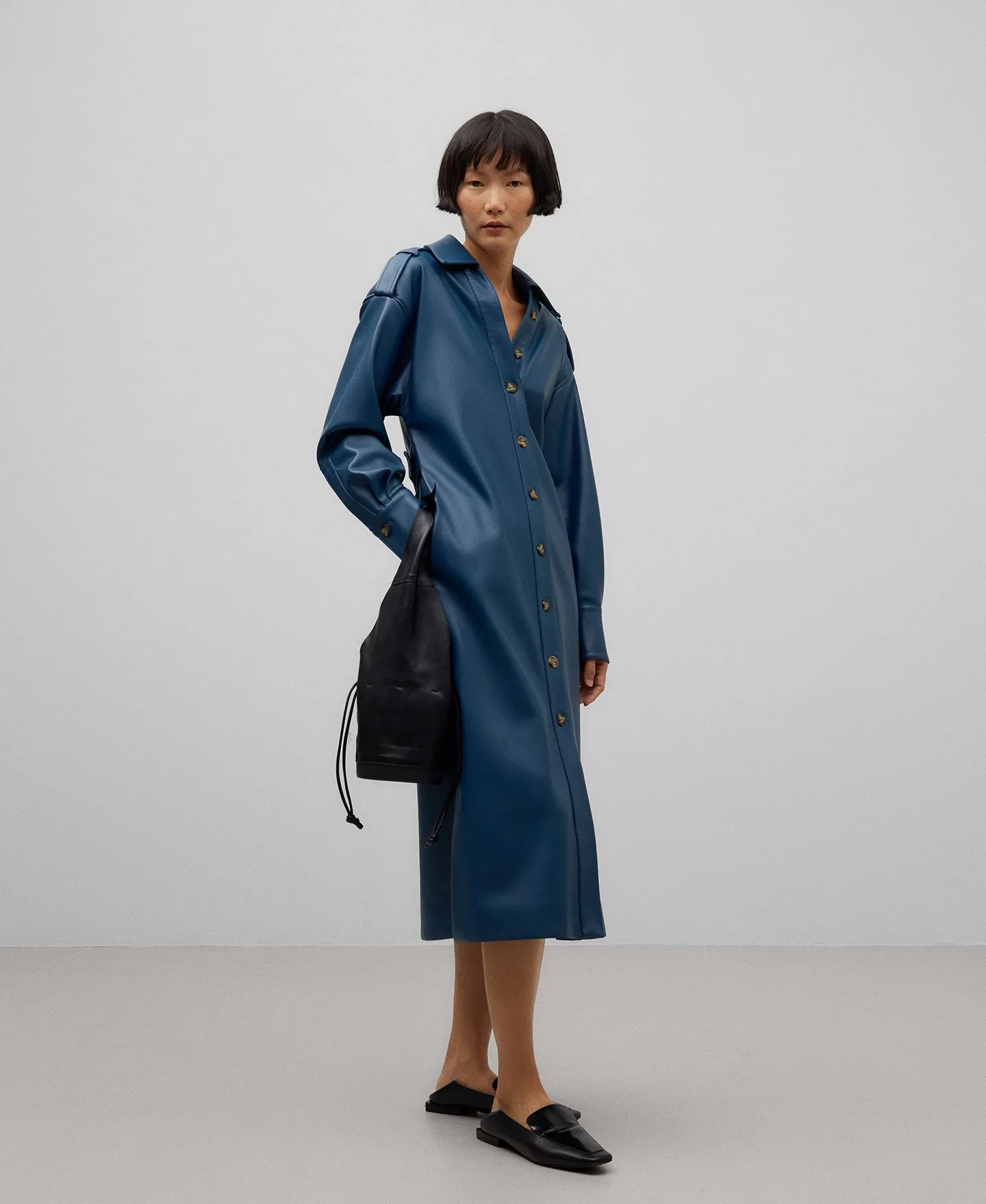 LEATHERNONLEATHER SHIRT DRESS WOMAN