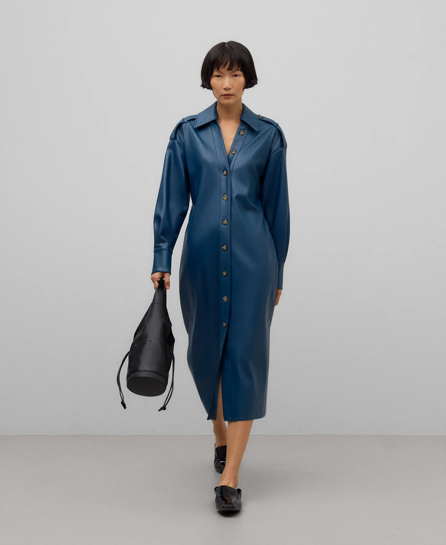 LEATHERNONLEATHER SHIRT DRESS WOMAN