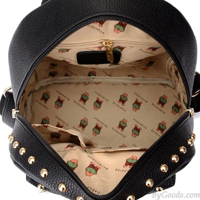 Leisure Lady Rucksack Punk Crown Rivet PU School Backpack