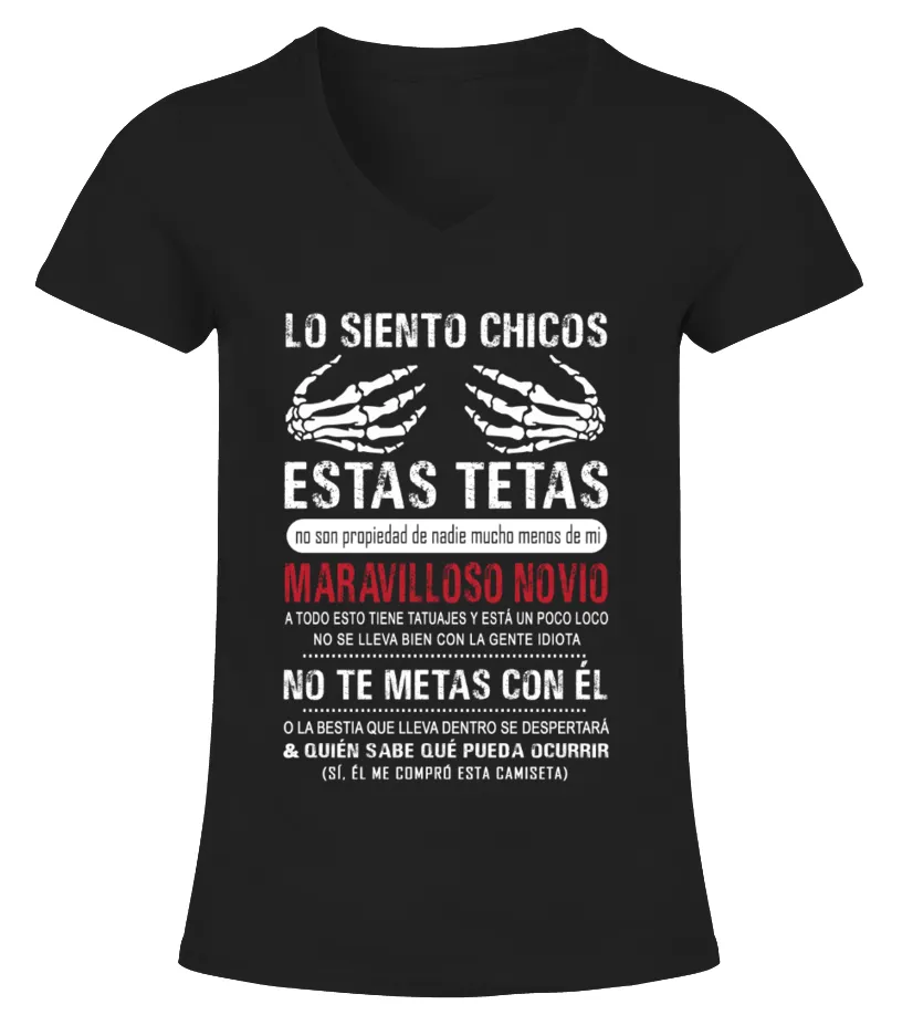 Lo siento chicos, estas tetas no son propiedad de nadie mucho menos de mi, mara… Camiseta cuello pico Mujer